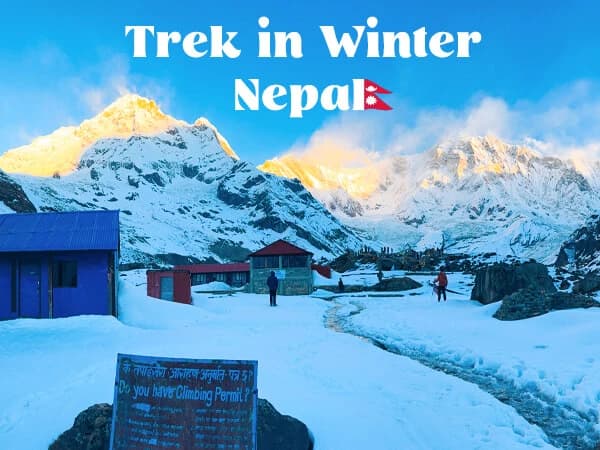 Snow Covered Annapurna Base Camp in Winter